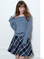 カルゼチェックフレアスカート/ネイビー