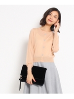 ビジュー付きショート丈カーディガン/ベビーピンク(071)