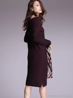 オフショルリブニットワンピース/Lグレー