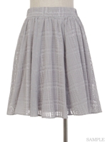 千鳥柄フロッキーフレアスカート/ベージュ