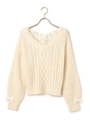 V開きニット/ベージュ