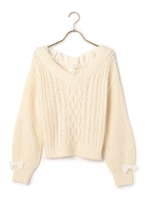 V開きニット/ベージュ