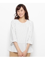 ビジュー使いストライプぺプラムカットソー/ホワイト系(302)