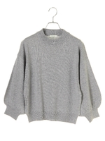 ボリュームスリーブニットプルオーバー/杢ライトグレー