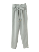 リボン付ハイウエストロングパンツ/キャメル