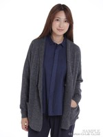 レースフロッキープリントMIXカーディガン/ネイビー