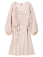 ビーズカーデセットアップ/ピンク