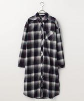 チェック柄ロングシャツワンピース