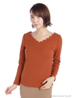 リブ編みカットソー/レンガ