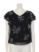 袖フリルブラウス/ブラック