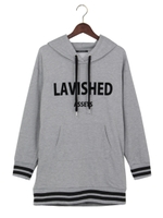 裏毛裾ラインロゴパーカー/チュニック/オフホワイト