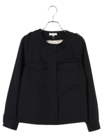 ・ノーカラーミリタリージャケット/ネイビー