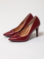 スリット入エナメルパンプス/ブラック