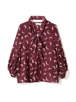 ボウタイギャザースリーブブラウス/ホワイト(030)