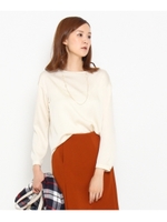 [L]テクスチャサテンブラウス/アイボリー(004)