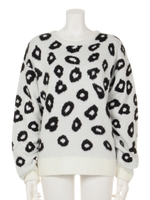 【LATINA】カシミアタッチ起毛レオパードニット/BK