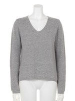 アンゴラ混Vネックニットプルオーバー/ベージュ