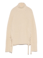 サイドレースアップタートルニット/WHT