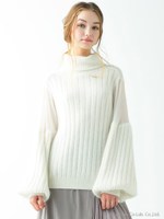 シースルーコンビタートルニット/WHT