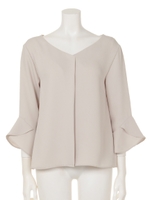 バックチェーン袖フレアブラウス(追加生産/ベージュ)/ベージュ