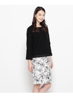 花柄切り替えコクーンワンピース/グレー(112)