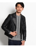 合皮ダブルライダースジャケット/ブラック(019)