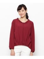 裾ギャザージョーゼットシャツ/ボルドー(064)