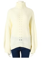 ハイネックルーズロングニット/ホワイト