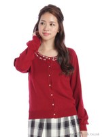 あったか保湿ウール混ビジューC/D　2/Sグレー