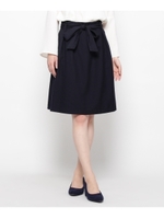 ウエストリボン付きタックスカート/ダークグリーン(023)