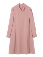 ロールネックフレアワンピース/ピンク