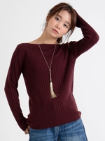 ワイドリブボートネックプルオーバー/ピンク