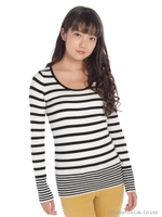 クルーネックランダムボーダーニット/ガラA