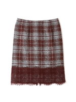 裾レースチェックタイトスカート/ブラウン(051)