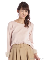 袖ファーニット/ネイビー