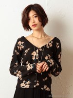 ２ＷＡＹフローラルＶネックニットトップス/ブラック
