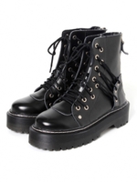 ハトメ14ホールブーツ/ブラック