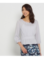 〔洗える〕天竺編みペプラムカットソー/サックス(090)