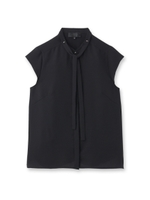 [L]ジョーゼットボウタイシャツ/サックス(090)