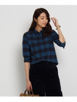 [L]バッファローチェックネルシャツ/ダークグレー(213)