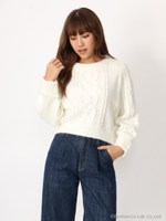 ケーブル編みドルマンニット/ベージュ