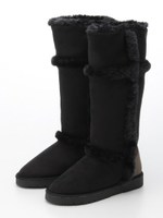 【anap mimpi】バイカラームートン風ロングインソールブーツ/BRN