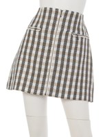 【sw】ツイードチェックZIP台形スカート/ベージュ