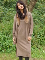 12GG 3WAYファーストール付き Vネックワンピース/モカ