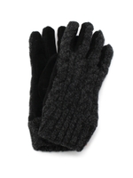 スウェード×ケーブルニット手袋/グレー(012)