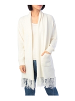 フリンジロングニットカーディガン/オフホワイト(003)