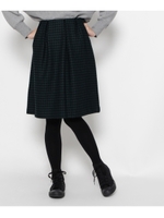 千鳥格子柄タックフレアスカート/ブラック(419)