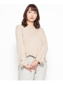 袖リボンボートネックニットプルオーバー/ブラウン(042)