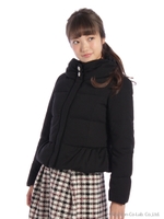 リボンカラーペプラムショートダウン/ライトグレー