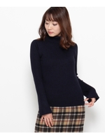 ワイドリブタートルネックニットトップス/ネイビー(093)